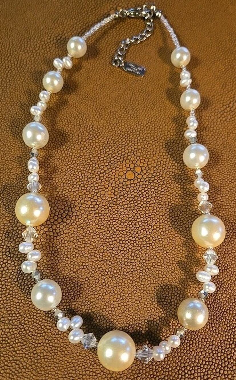 Vintage Fresh Water Potato Baroque Pearl pattern necklace with adjustable back.